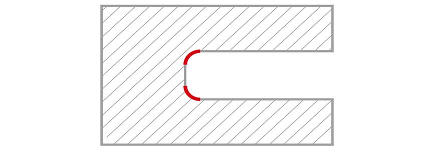 Application de l'usinage à rainure à rayon d'angle