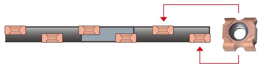 Installation position for insert of side milling cutter