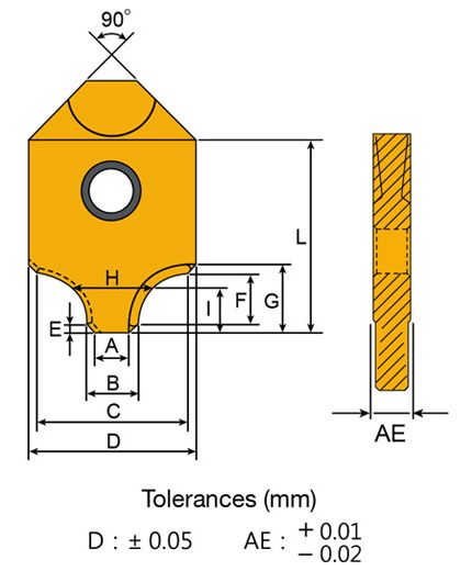 Mũi phay bo góc có thể lật được - Lưỡi cắt R4.0